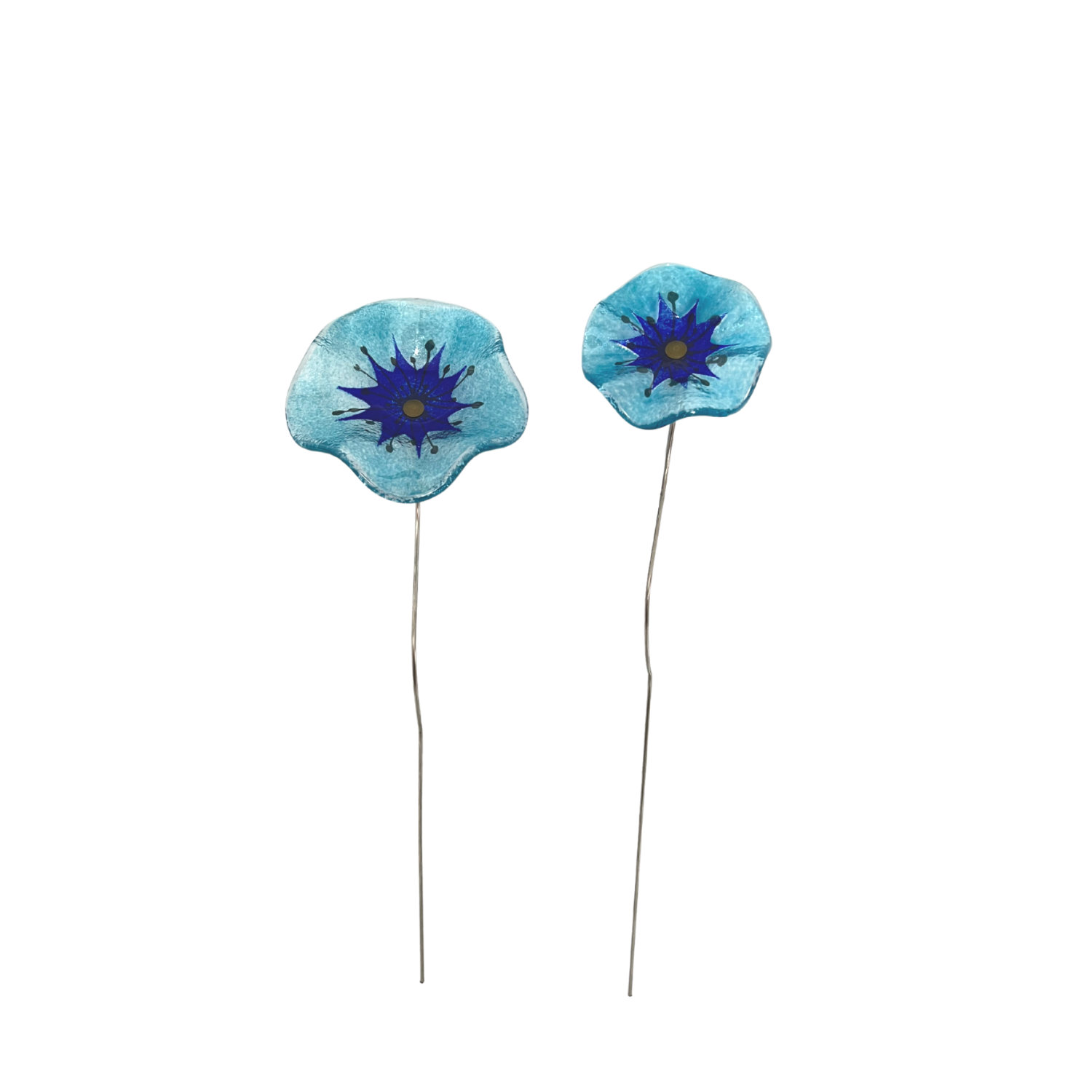 Hirtreiter | Glaskunst Glas Blumen türkis-blau