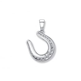 Sole Hufeisen Anhänger Seinerzeit, Rückansicht, 925er Sterling Silber, Zirkonia