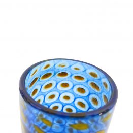 Vase Pfauenauge hoch 2. Wahl blau-gelb von oben