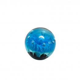 großer Briefbeschwerer türkis Blume/Feuerwerk nachtleuchtend