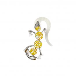 Gecko gebogener Schwanz gelb-weiß von oben