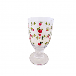 Becher auf Fuss mundgeblasen handbemalt Erdbeeren
