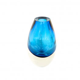 Tropfen Vase blau Innenüberfang