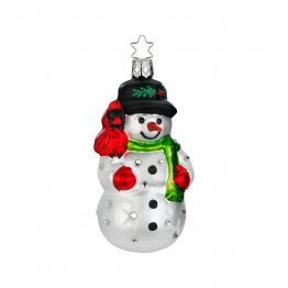 Schillernder Schneemann, mundgeblasen, handbemalt