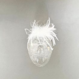 Glas Ei mit Fäden und Federn