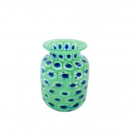 Pfauenauge Vase grün blau