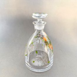 Flasche mit Marillendekor und Marienkäfer, mundgeblasen handbemalt