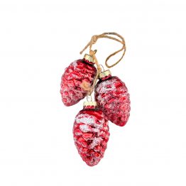 Glas Zapfen rot weiß 3tlg.