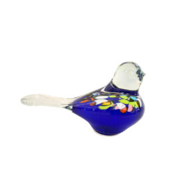 Vogel groß blau auf Scheibe zum Aufdrehen auf Metallstab