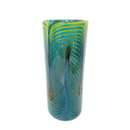 Kammzug Technik Vase gelb blau